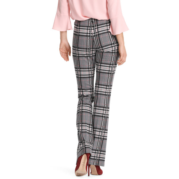 Checkered pants with flare hem