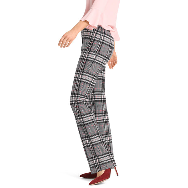 Checkered pants with flare hem