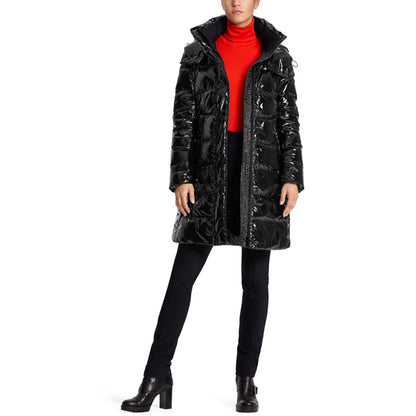 Glossy patent leather coat