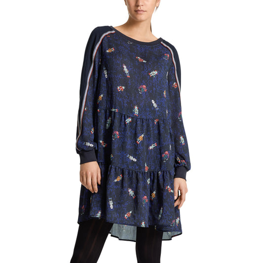 Crepe dress with flounces