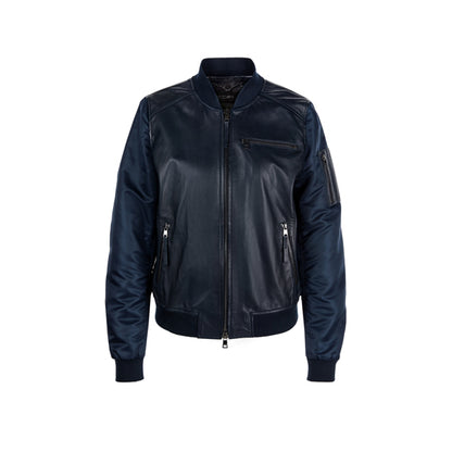 Leather bomber-style jacket