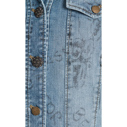 Jeans jacket with lion appliqué