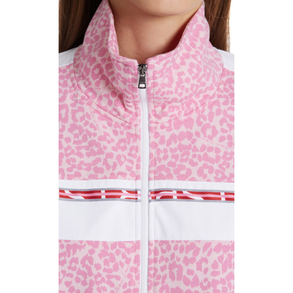 Zip-up jacket with leopard print