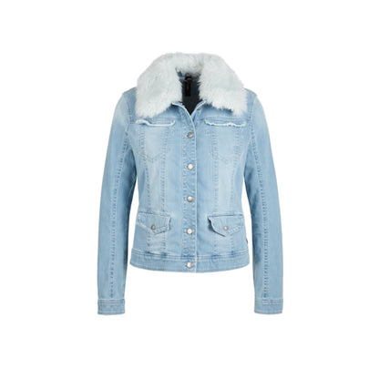 Jeans jacket with tiger embossing