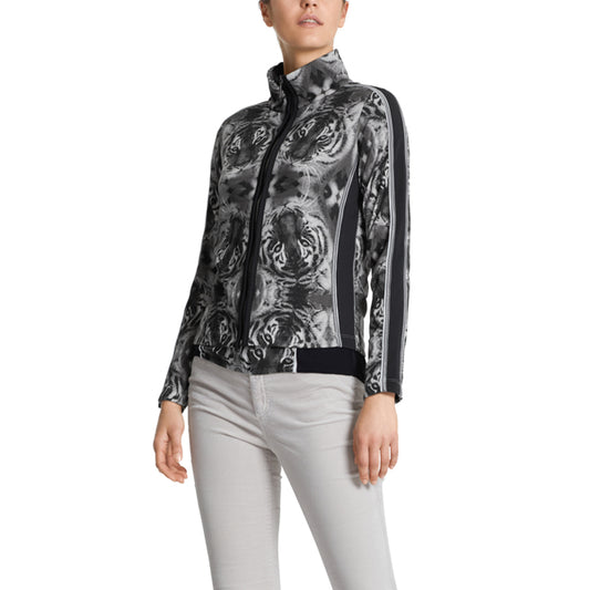 Fine-knit jacket with tiger print