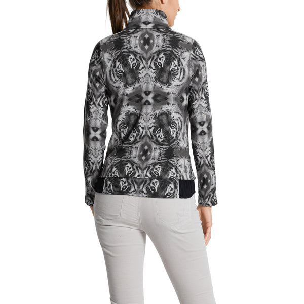 Fine-knit jacket with tiger print