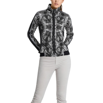 Fine-knit jacket with tiger print