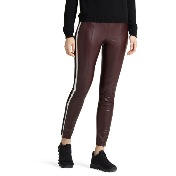 Fake leather leggings with stripes