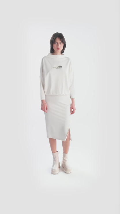 Sweat Dress with Stand-up Collar