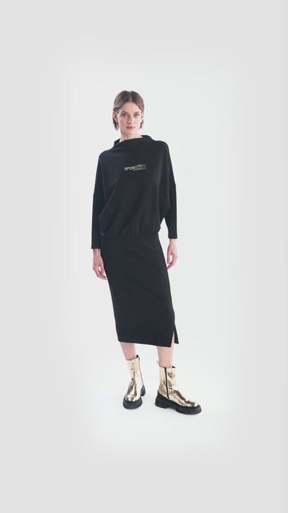 Sweat Dress with Stand-up Collar